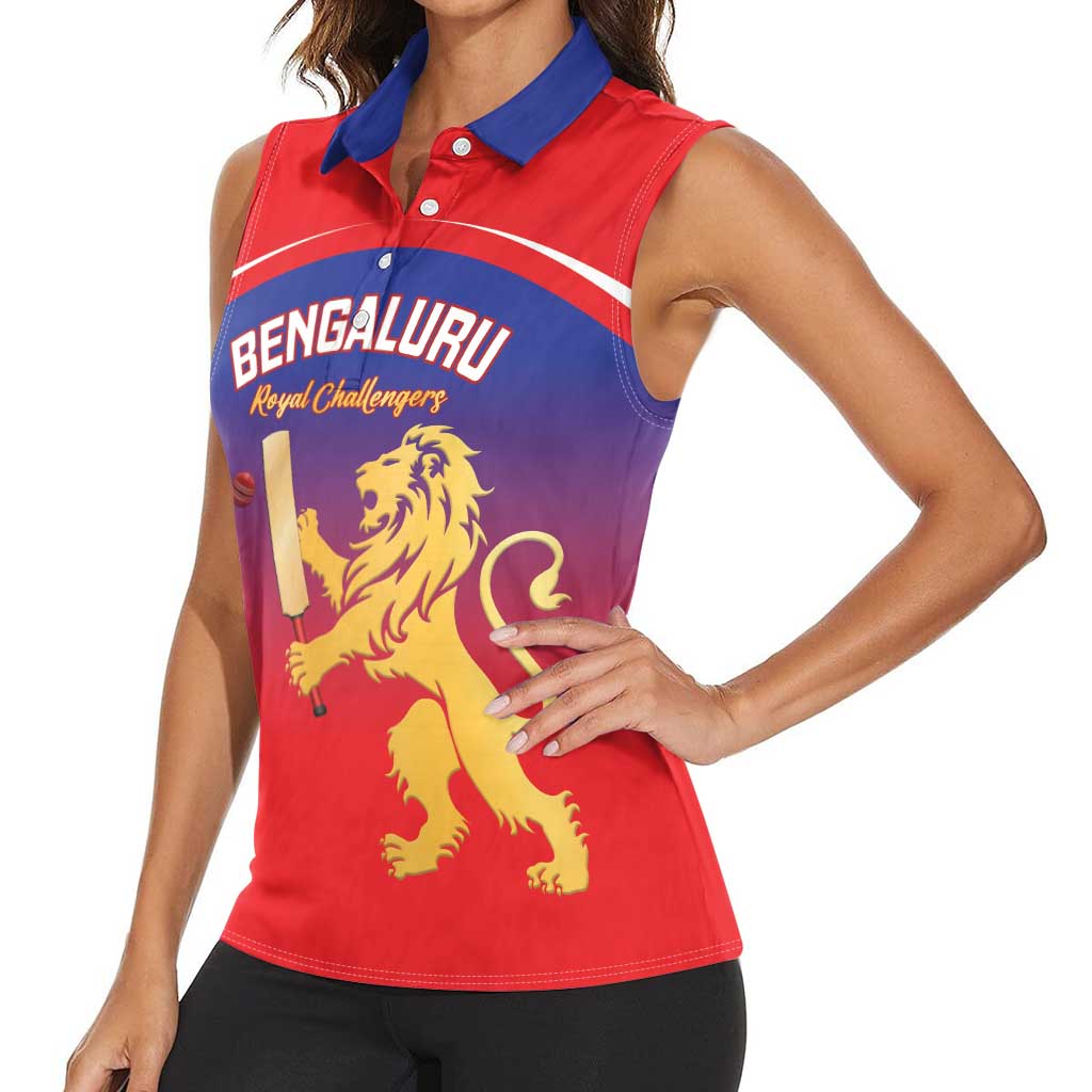 Custom Bengaluru India Cricket Women Sleeveless Polo Shirt Go Champions