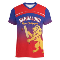 Custom Bengaluru India Cricket Women V-Neck T-Shirt Go Champions
