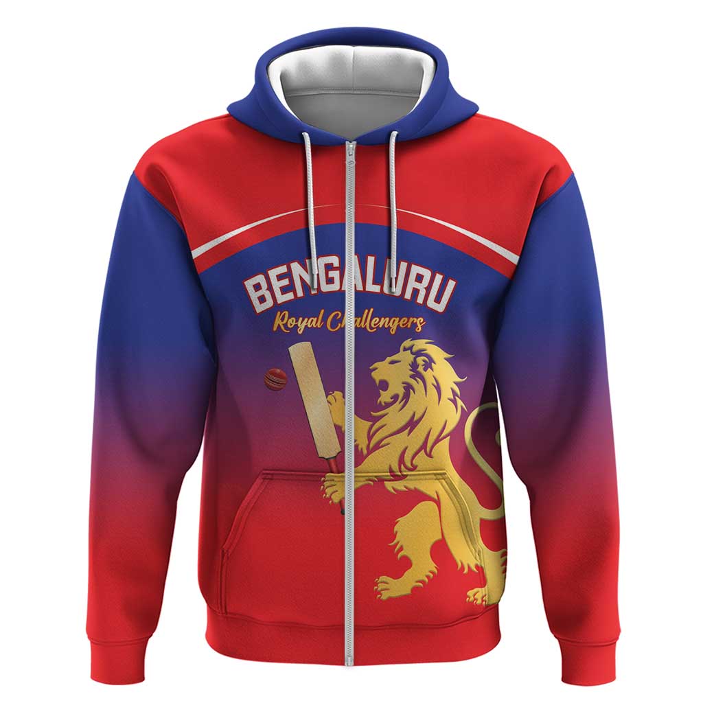 Custom Bengaluru India Cricket Zip Hoodie Go Champions
