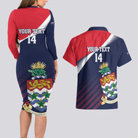 Custom Cayman Islands Cricket Couples Matching Long Sleeve Bodycon Dress and Hawaiian Shirt 2025 Sporty Style
