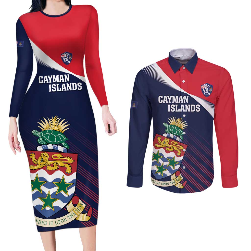 Custom Cayman Islands Cricket Couples Matching Long Sleeve Bodycon Dress and Long Sleeve Button Shirt 2025 Sporty Style