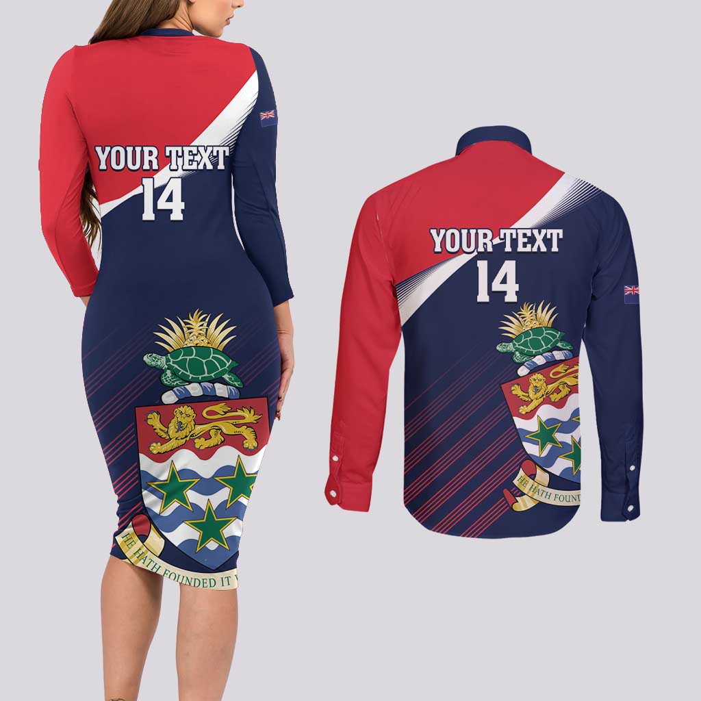 Custom Cayman Islands Cricket Couples Matching Long Sleeve Bodycon Dress and Long Sleeve Button Shirt 2025 Sporty Style