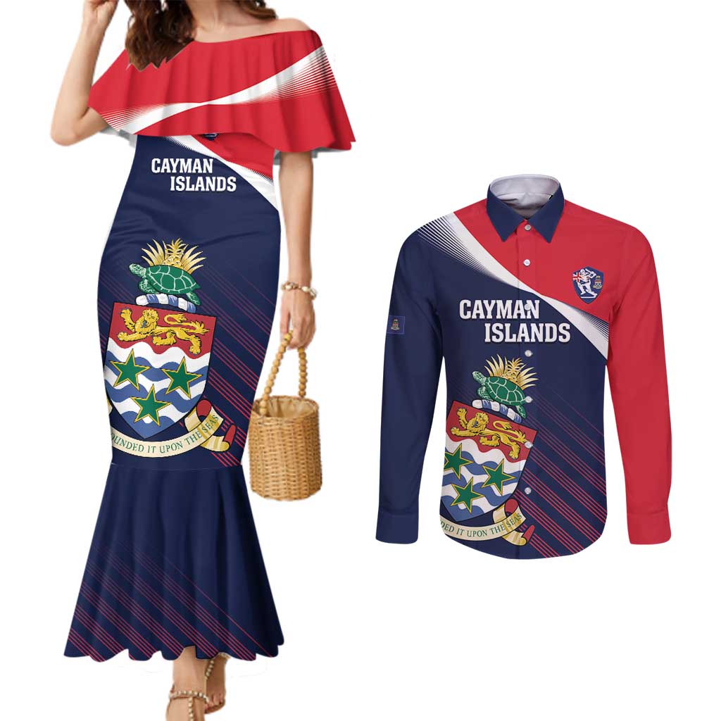 Custom Cayman Islands Cricket Couples Matching Mermaid Dress and Long Sleeve Button Shirt 2025 Sporty Style