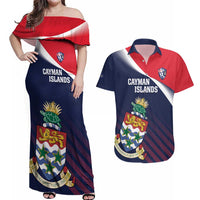 Custom Cayman Islands Cricket Couples Matching Off Shoulder Maxi Dress and Hawaiian Shirt 2025 Sporty Style