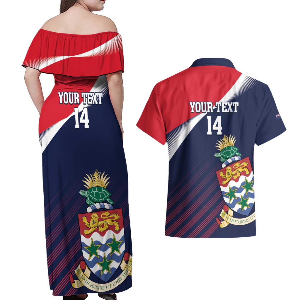 Custom Cayman Islands Cricket Couples Matching Off Shoulder Maxi Dress and Hawaiian Shirt 2025 Sporty Style