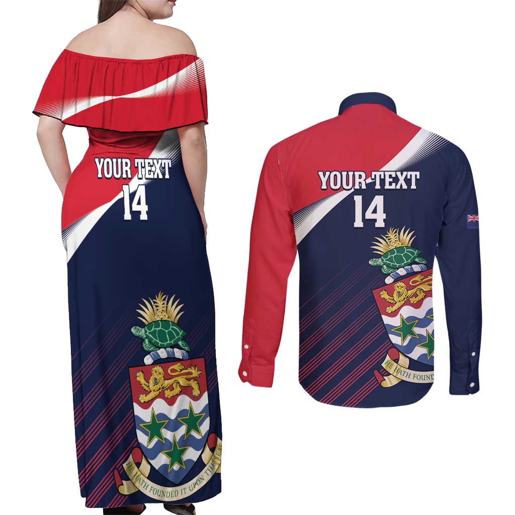 Custom Cayman Islands Cricket Couples Matching Off Shoulder Maxi Dress and Long Sleeve Button Shirt 2025 Sporty Style
