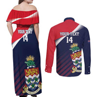 Custom Cayman Islands Cricket Couples Matching Off Shoulder Maxi Dress and Long Sleeve Button Shirt 2025 Sporty Style