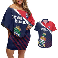 Custom Cayman Islands Cricket Couples Matching Off Shoulder Short Dress and Hawaiian Shirt 2025 Sporty Style