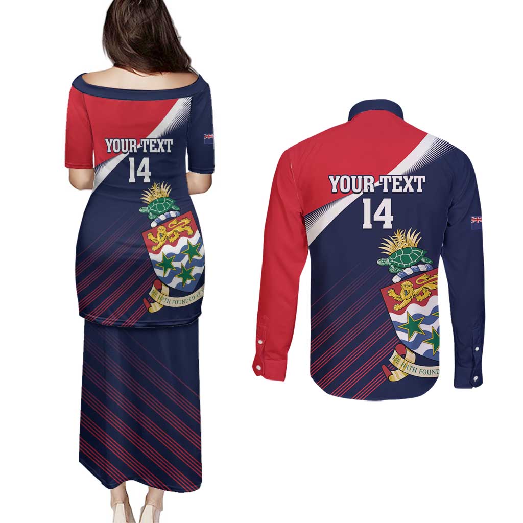 Custom Cayman Islands Cricket Couples Matching Puletasi and Long Sleeve Button Shirt 2025 Sporty Style