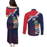Custom Cayman Islands Cricket Couples Matching Puletasi and Long Sleeve Button Shirt 2025 Sporty Style