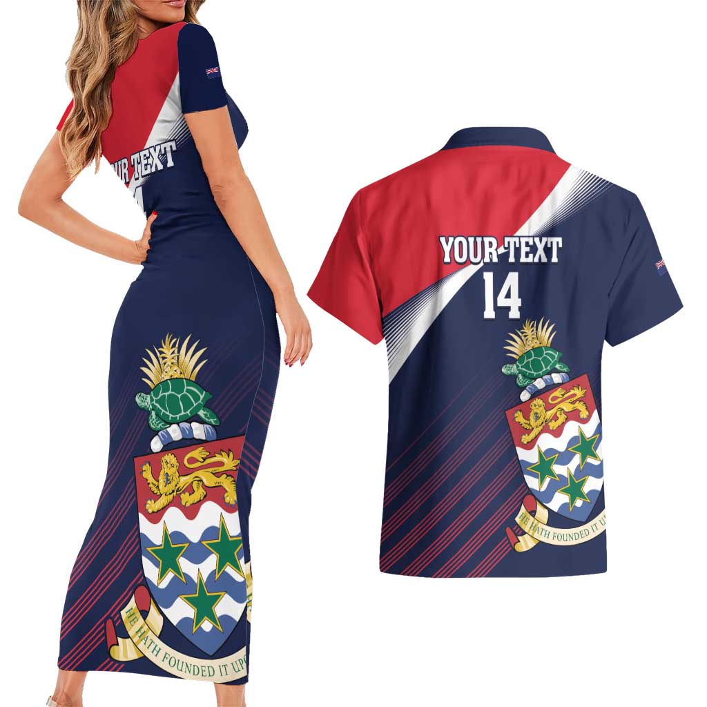 Custom Cayman Islands Cricket Couples Matching Short Sleeve Bodycon Dress and Hawaiian Shirt 2025 Sporty Style