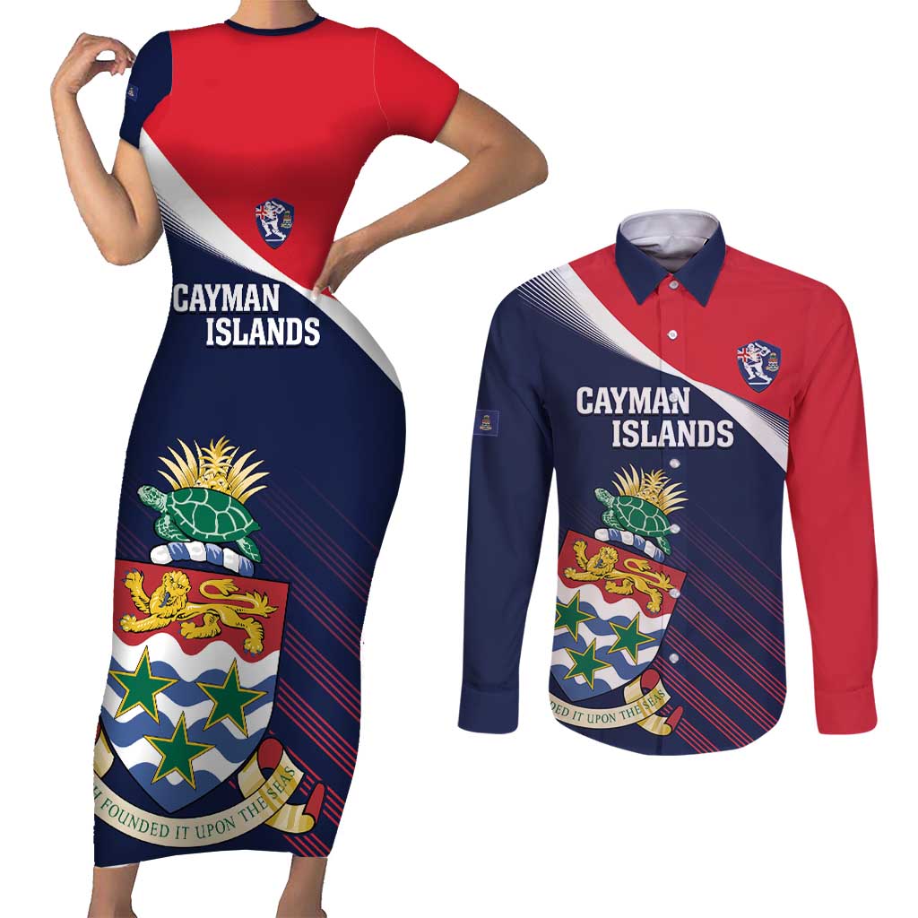 Custom Cayman Islands Cricket Couples Matching Short Sleeve Bodycon Dress and Long Sleeve Button Shirt 2025 Sporty Style