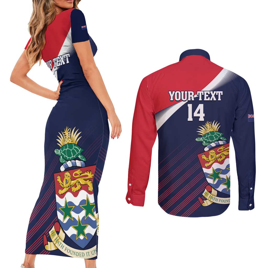 Custom Cayman Islands Cricket Couples Matching Short Sleeve Bodycon Dress and Long Sleeve Button Shirt 2025 Sporty Style
