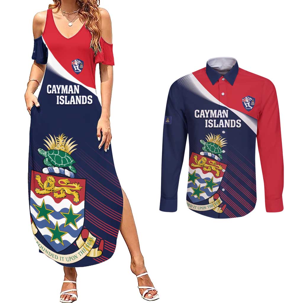 Custom Cayman Islands Cricket Couples Matching Summer Maxi Dress and Long Sleeve Button Shirt 2025 Sporty Style