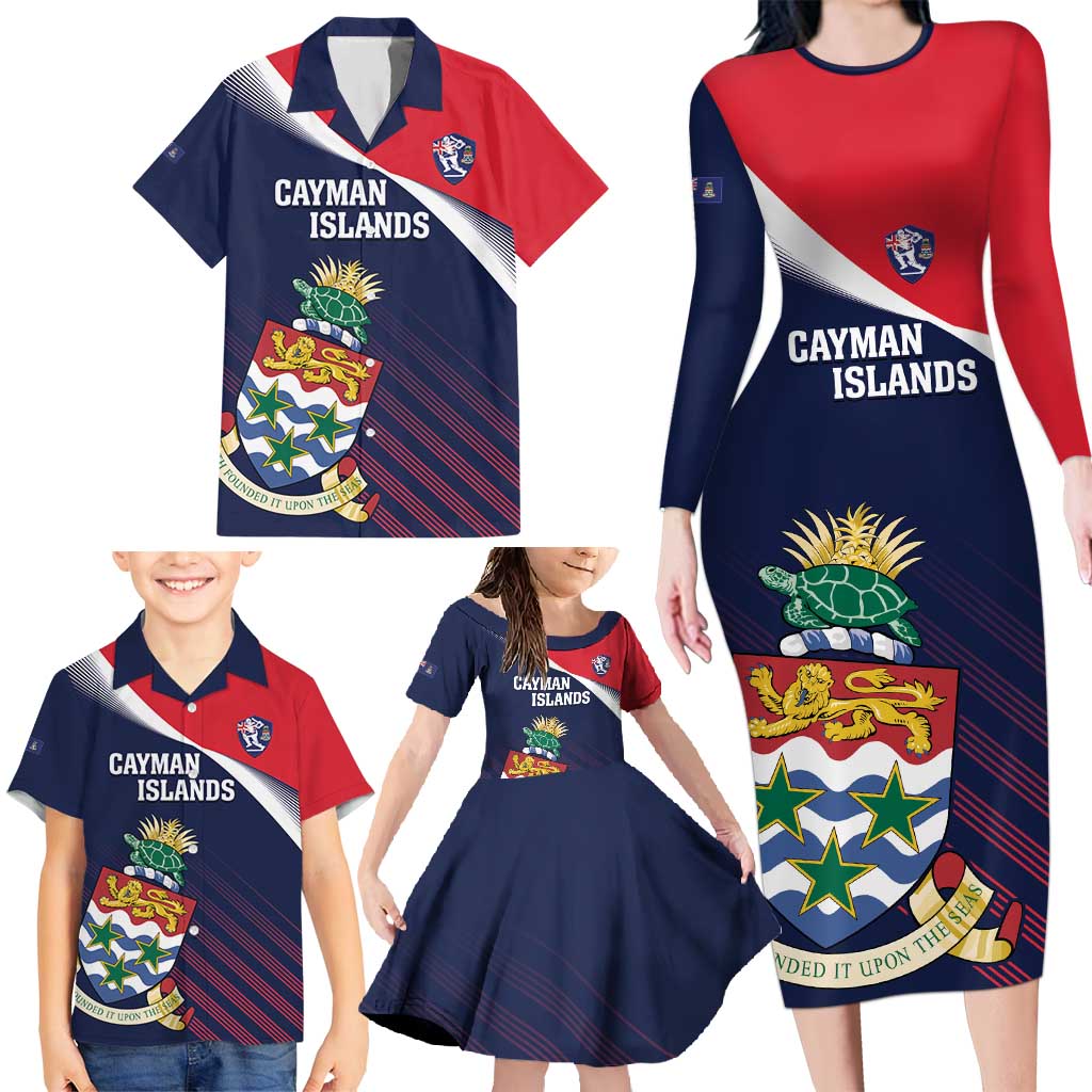 Custom Cayman Islands Cricket Family Matching Long Sleeve Bodycon Dress and Hawaiian Shirt 2025 Sporty Style
