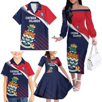 Custom Cayman Islands Cricket Family Matching Off The Shoulder Long Sleeve Dress and Hawaiian Shirt 2025 Sporty Style