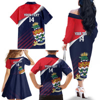 Custom Cayman Islands Cricket Family Matching Off The Shoulder Long Sleeve Dress and Hawaiian Shirt 2025 Sporty Style