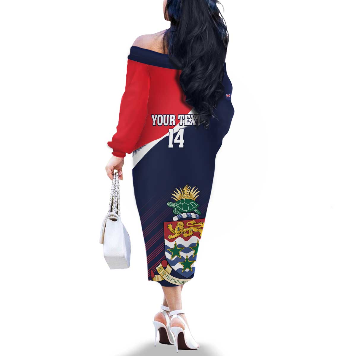 Custom Cayman Islands Cricket Family Matching Off The Shoulder Long Sleeve Dress and Hawaiian Shirt 2025 Sporty Style