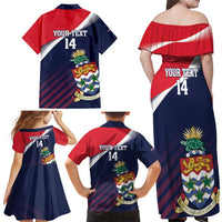 Custom Cayman Islands Cricket Family Matching Off Shoulder Maxi Dress and Hawaiian Shirt 2025 Sporty Style