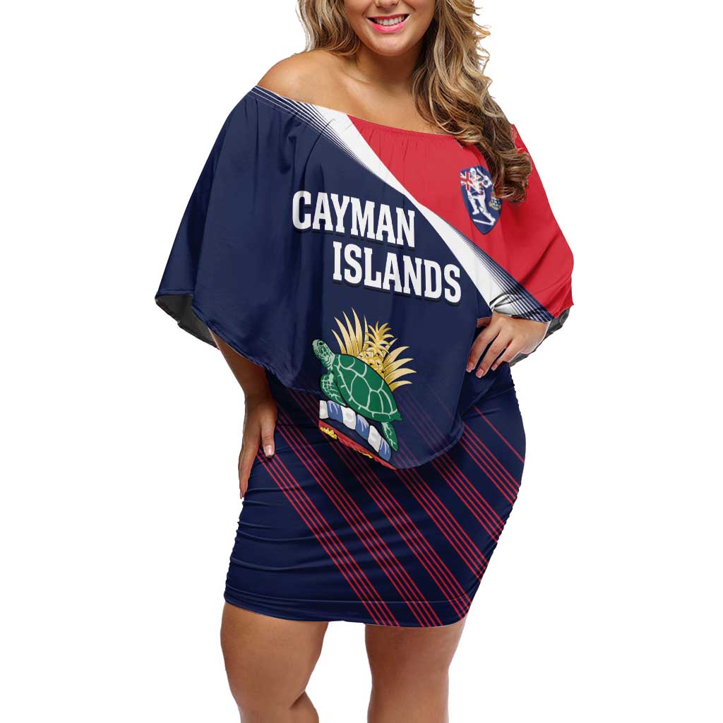 Custom Cayman Islands Cricket Family Matching Off Shoulder Short Dress and Hawaiian Shirt 2025 Sporty Style