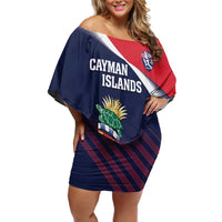 Custom Cayman Islands Cricket Family Matching Off Shoulder Short Dress and Hawaiian Shirt 2025 Sporty Style