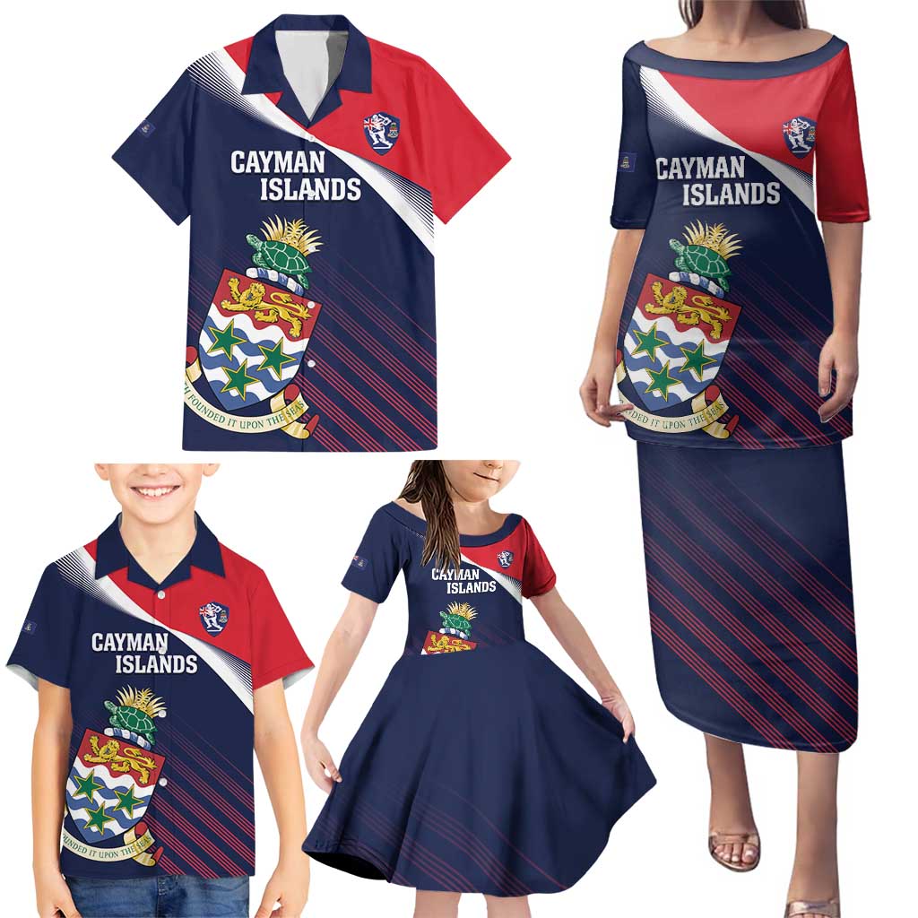 Custom Cayman Islands Cricket Family Matching Puletasi and Hawaiian Shirt 2025 Sporty Style