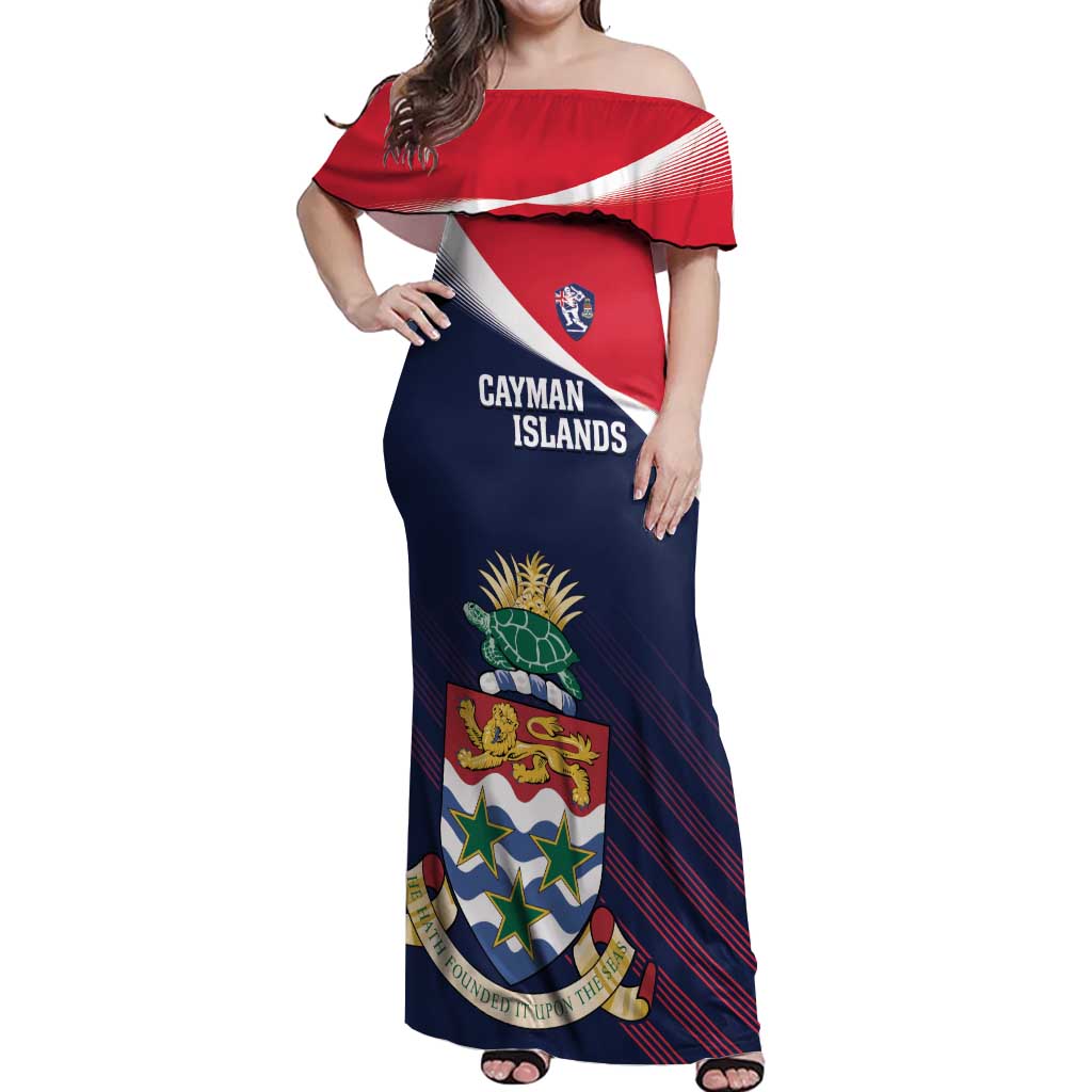 Custom Cayman Islands Cricket Off Shoulder Maxi Dress 2025 Sporty Style