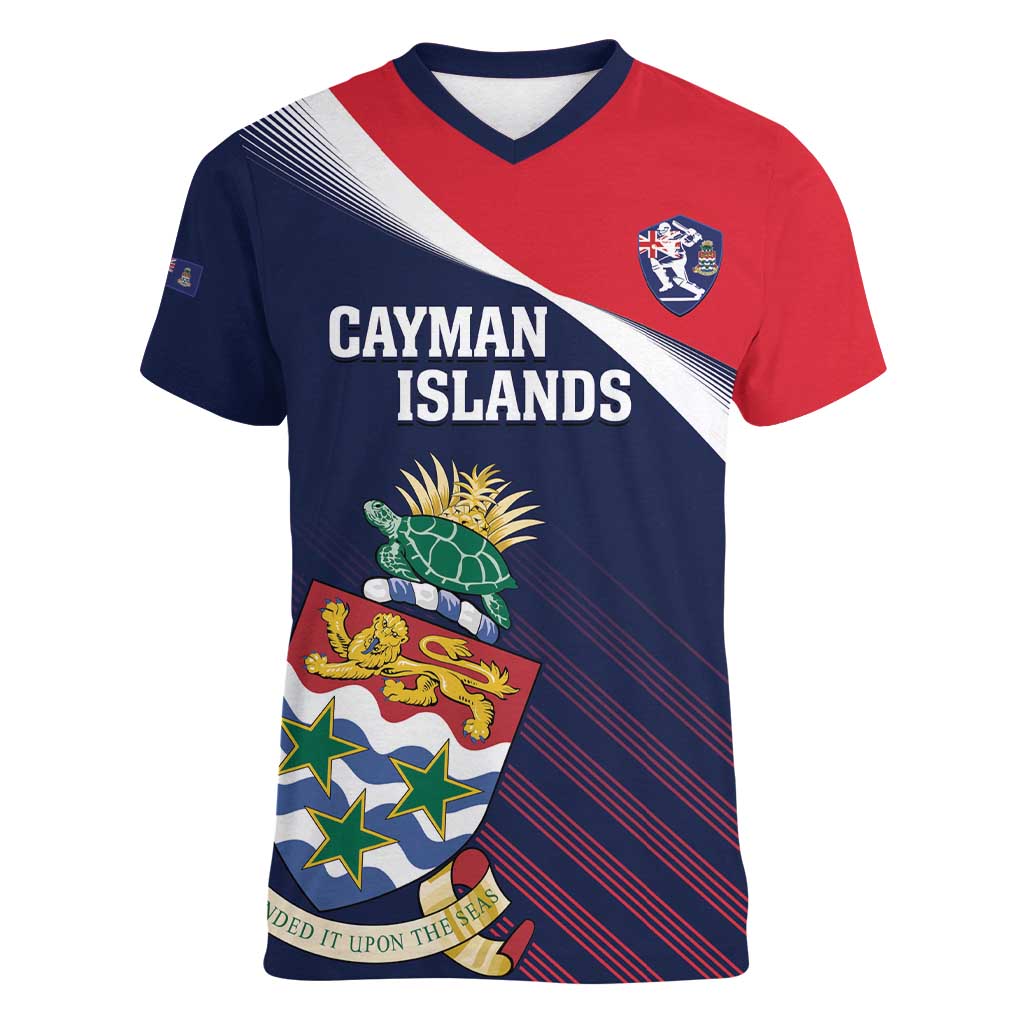Custom Cayman Islands Cricket Women V-Neck T-Shirt 2025 Sporty Style