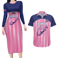 Custom Bermuda Cricket Couples Matching Long Sleeve Bodycon Dress and Hawaiian Shirt Go Gombey Warriors