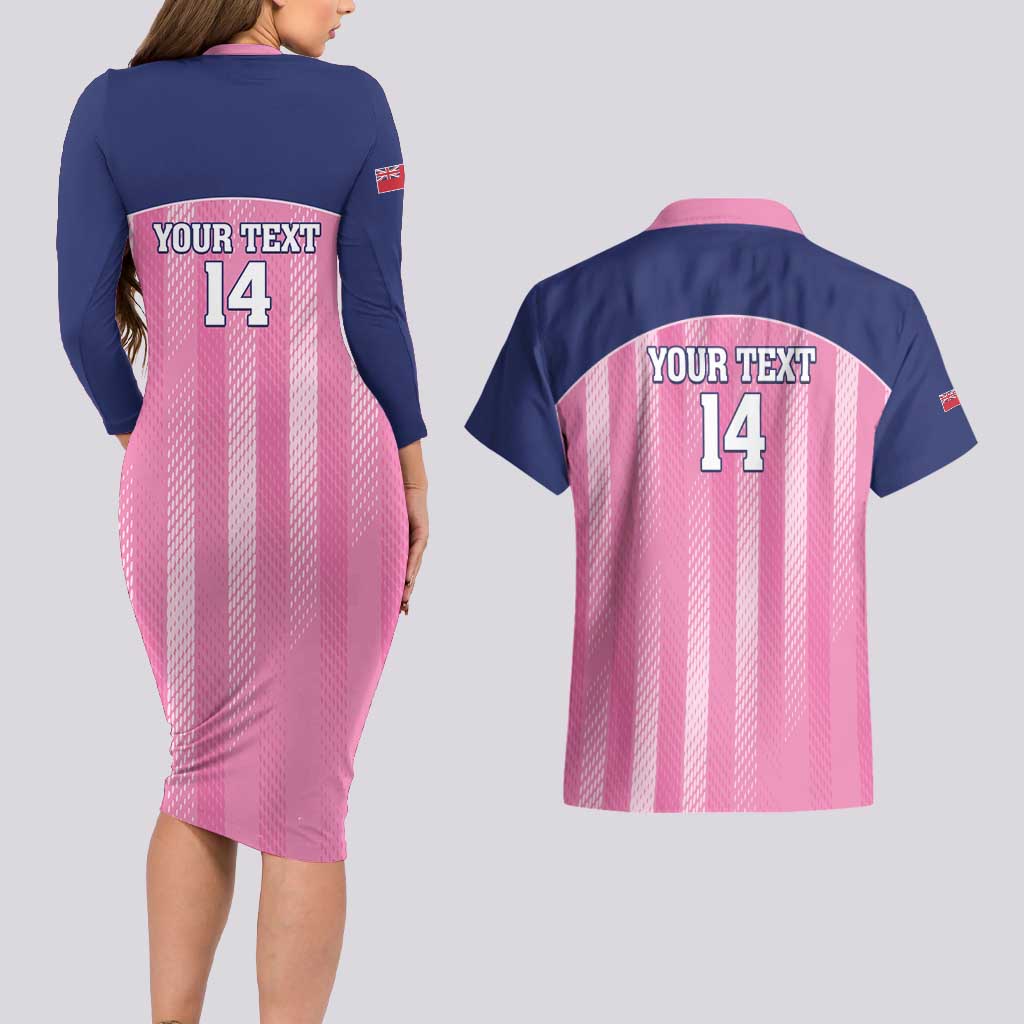 Custom Bermuda Cricket Couples Matching Long Sleeve Bodycon Dress and Hawaiian Shirt Go Gombey Warriors