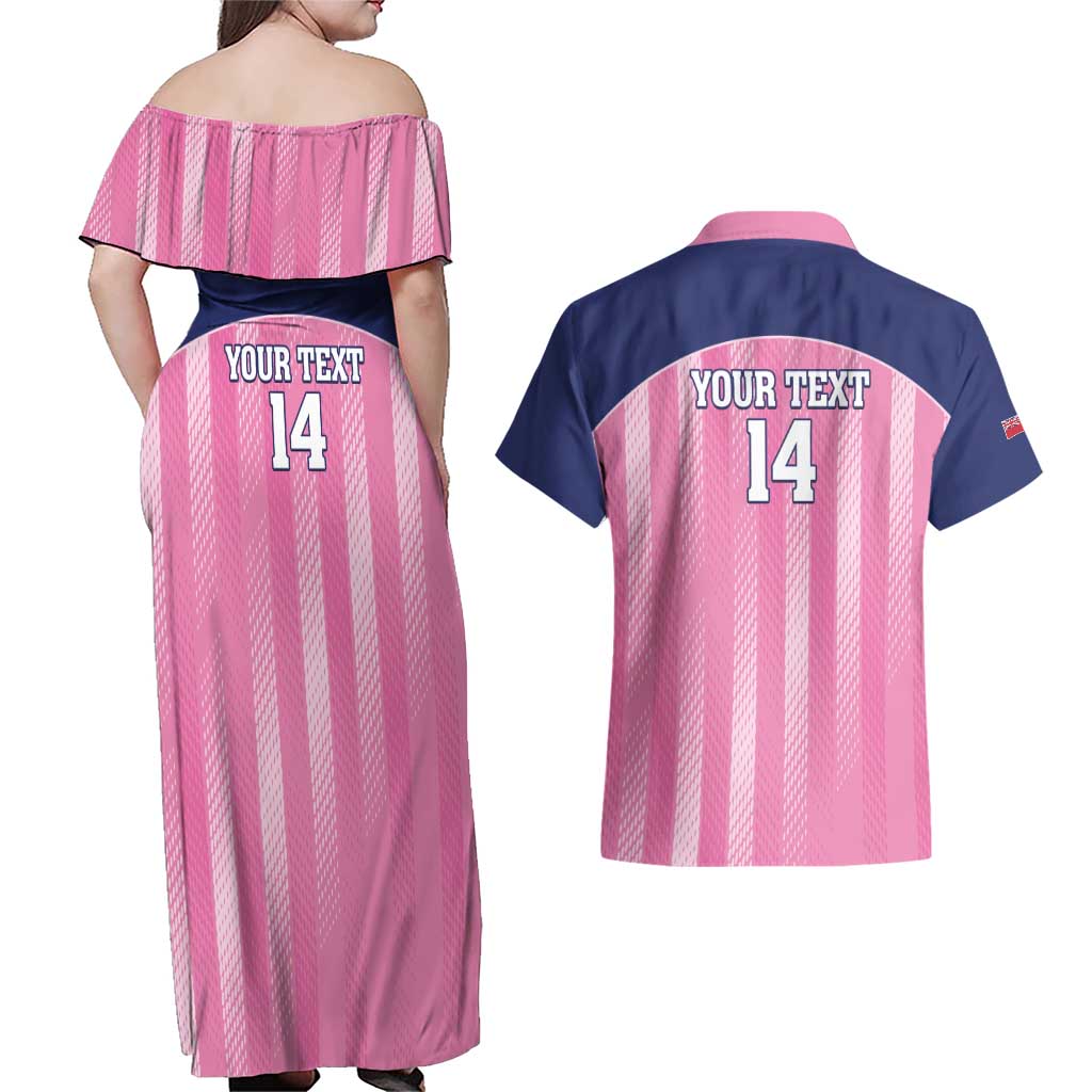 Custom Bermuda Cricket Couples Matching Off Shoulder Maxi Dress and Hawaiian Shirt Go Gombey Warriors