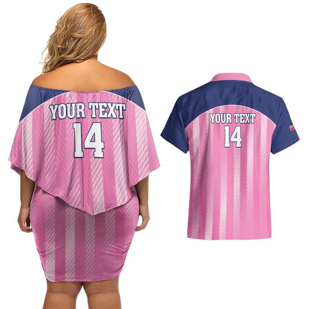 Custom Bermuda Cricket Couples Matching Off Shoulder Short Dress and Hawaiian Shirt Go Gombey Warriors