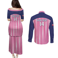 Custom Bermuda Cricket Couples Matching Puletasi and Long Sleeve Button Shirt Go Gombey Warriors