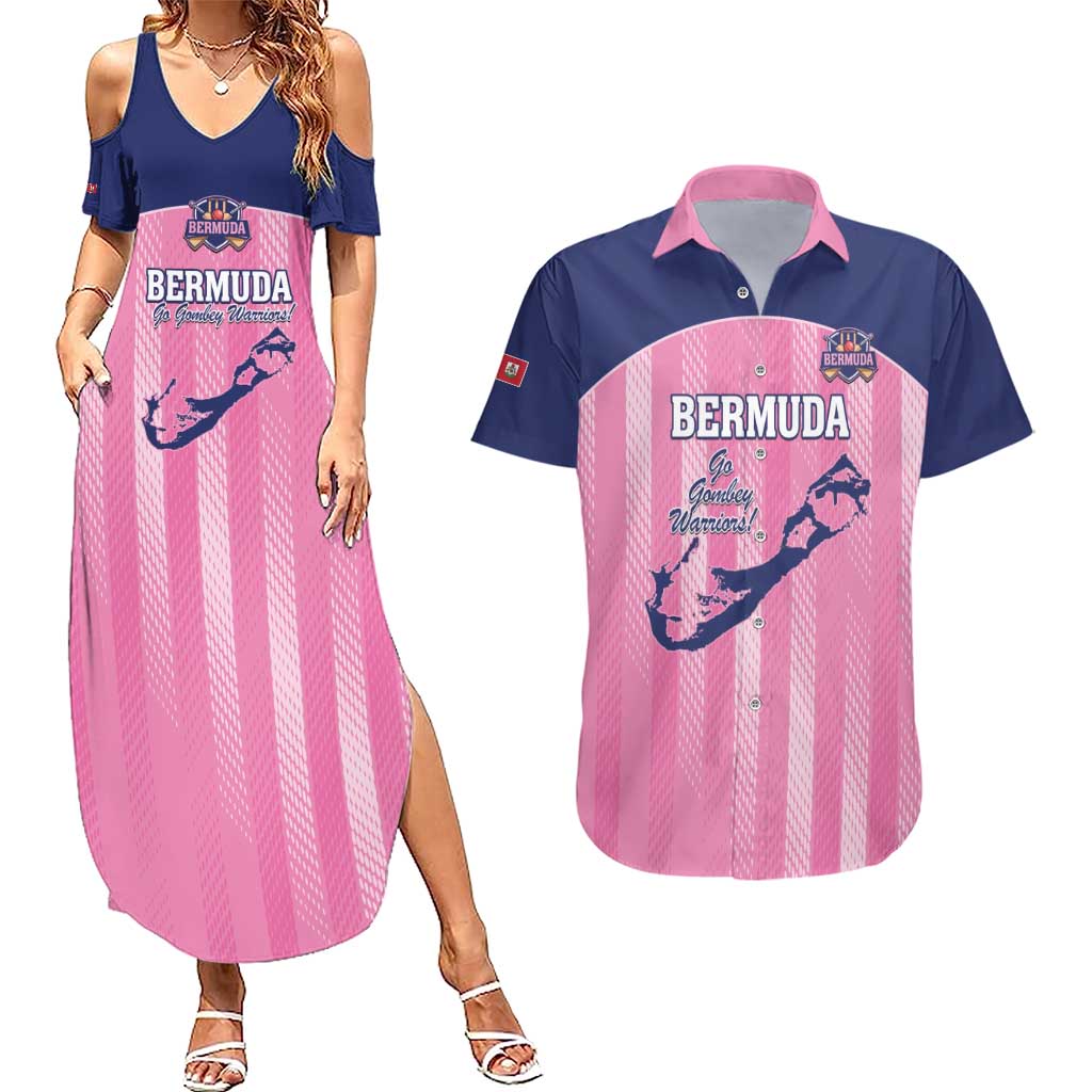 Custom Bermuda Cricket Couples Matching Summer Maxi Dress and Hawaiian Shirt Go Gombey Warriors