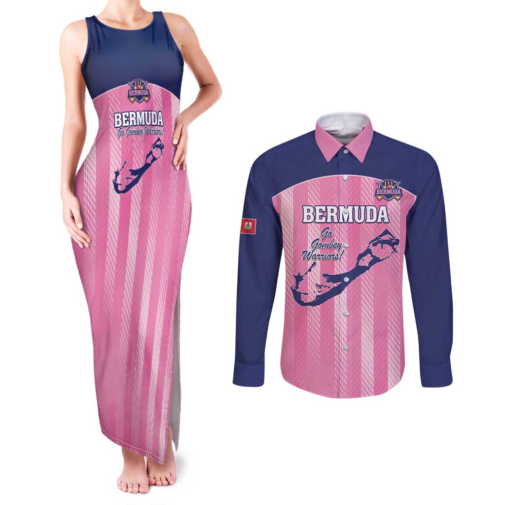 Custom Bermuda Cricket Couples Matching Tank Maxi Dress and Long Sleeve Button Shirt Go Gombey Warriors
