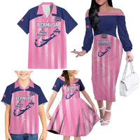 Custom Bermuda Cricket Family Matching Off The Shoulder Long Sleeve Dress and Hawaiian Shirt Go Gombey Warriors