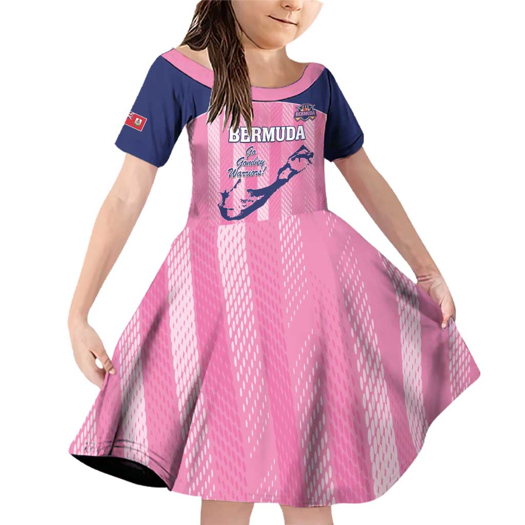 Custom Bermuda Cricket Family Matching Off Shoulder Short Dress and Hawaiian Shirt Go Gombey Warriors
