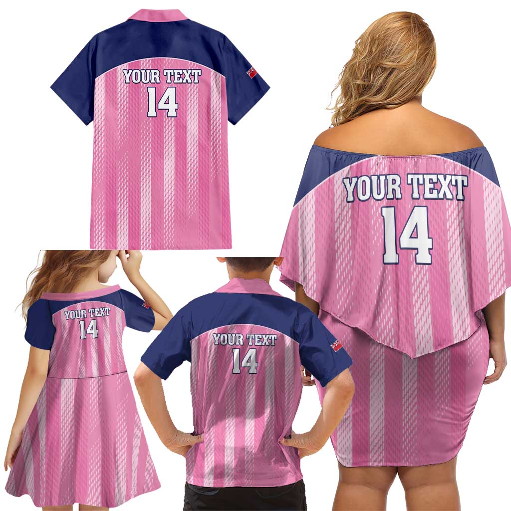Custom Bermuda Cricket Family Matching Off Shoulder Short Dress and Hawaiian Shirt Go Gombey Warriors