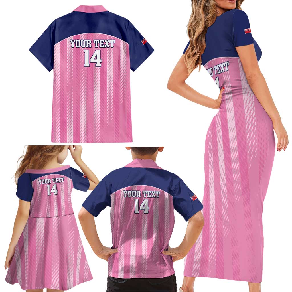 Custom Bermuda Cricket Family Matching Short Sleeve Bodycon Dress and Hawaiian Shirt Go Gombey Warriors