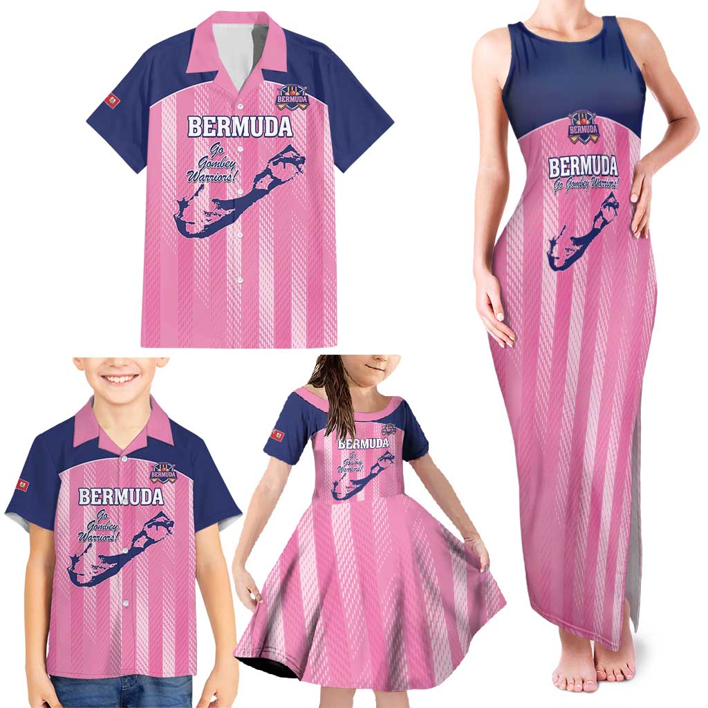 Custom Bermuda Cricket Family Matching Tank Maxi Dress and Hawaiian Shirt Go Gombey Warriors