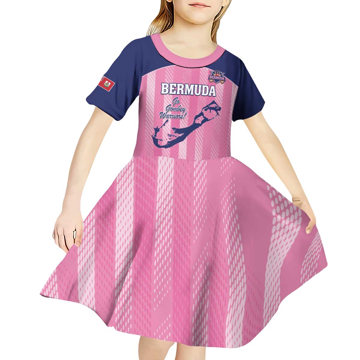 Custom Bermuda Cricket Kid Short Sleeve Dress Go Gombey Warriors