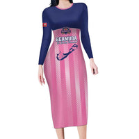 Custom Bermuda Cricket Long Sleeve Bodycon Dress Go Gombey Warriors