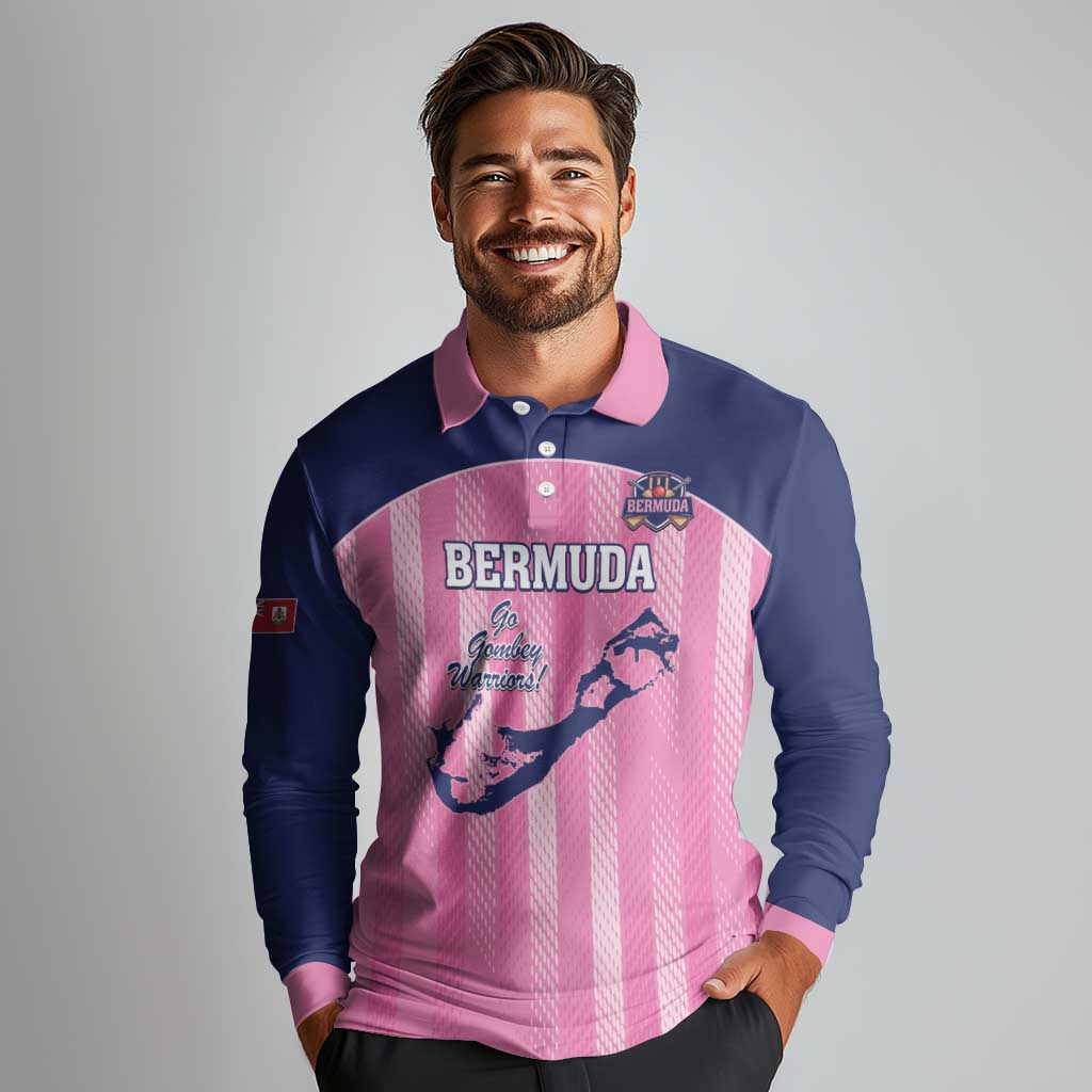 Custom Bermuda Cricket Long Sleeve Polo Shirt Go Gombey Warriors
