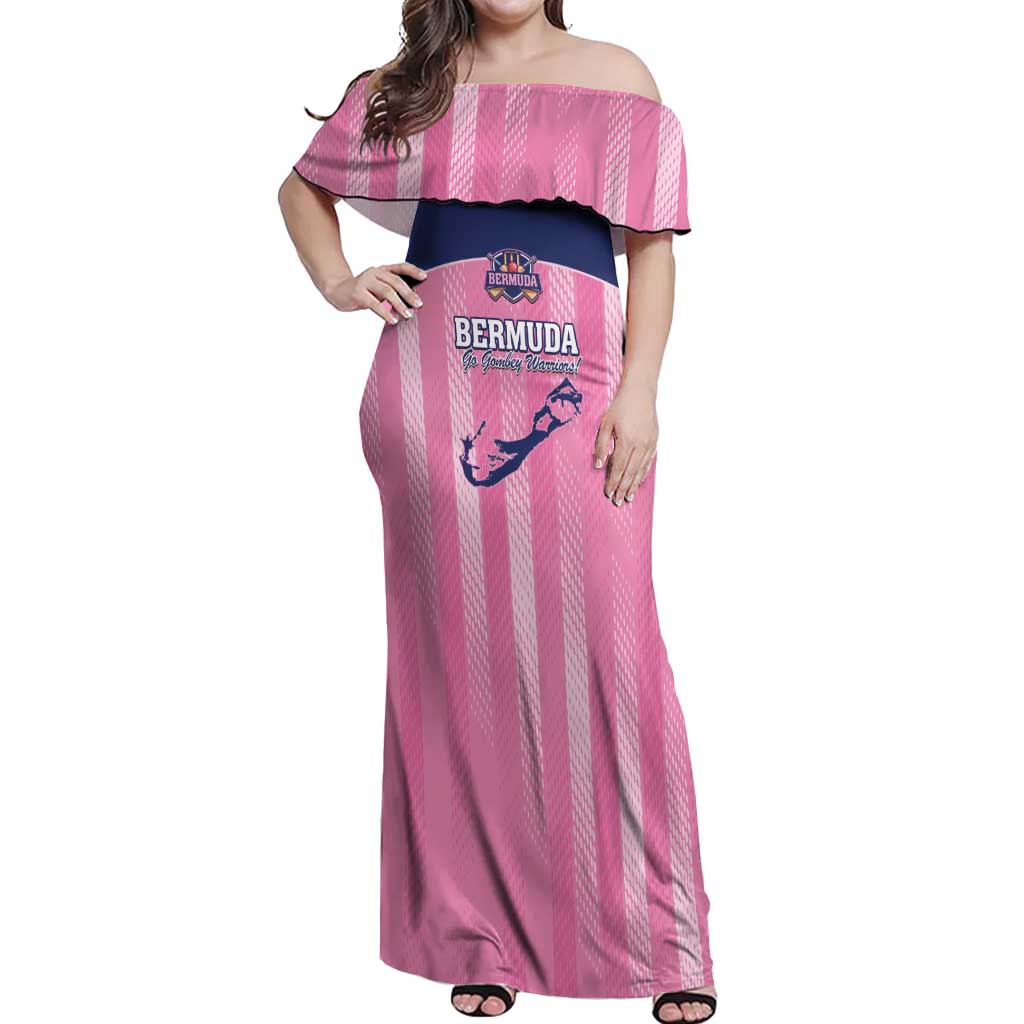 Custom Bermuda Cricket Off Shoulder Maxi Dress Go Gombey Warriors
