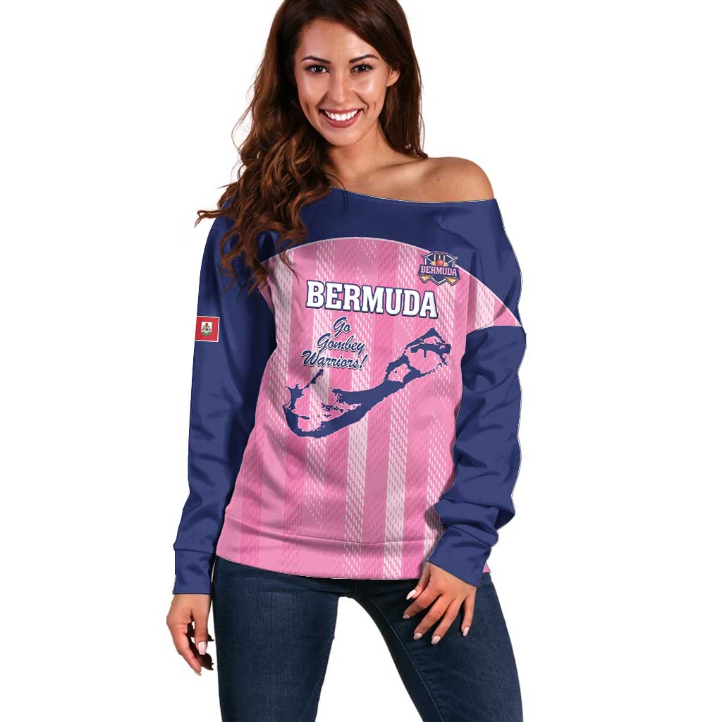 Custom Bermuda Cricket Off Shoulder Sweater Go Gombey Warriors