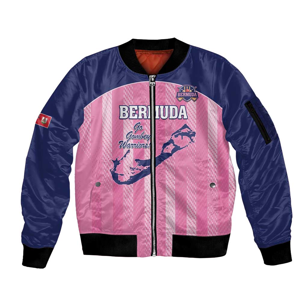 Custom Bermuda Cricket Sleeve Zip Bomber Jacket Go Gombey Warriors