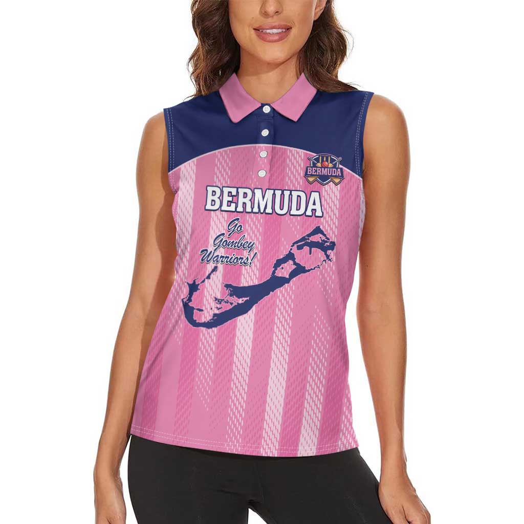 Custom Bermuda Cricket Women Sleeveless Polo Shirt Go Gombey Warriors