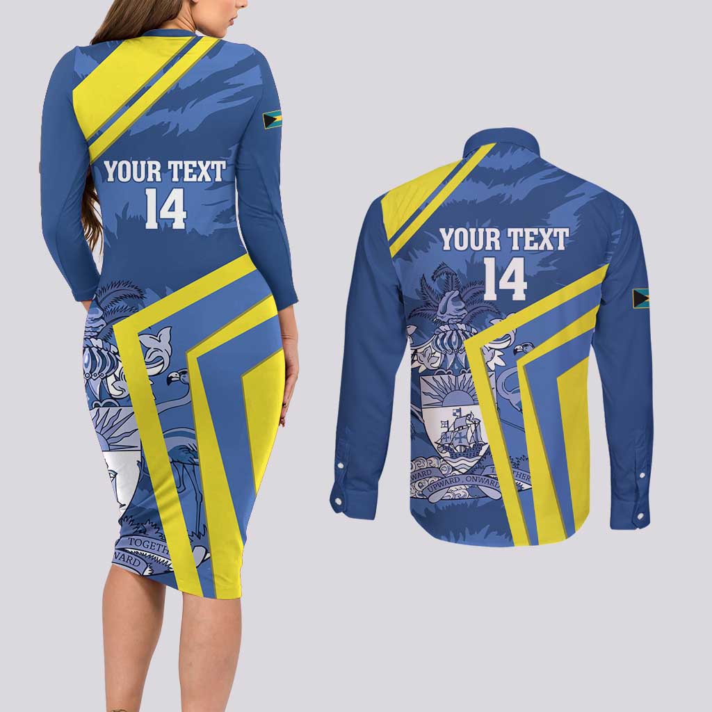 Custom The Bahamas Cricket Couples Matching Long Sleeve Bodycon Dress and Long Sleeve Button Shirt Come On Bahamian