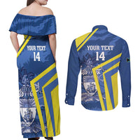 Custom The Bahamas Cricket Couples Matching Off Shoulder Maxi Dress and Long Sleeve Button Shirt Come On Bahamian