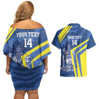 Custom The Bahamas Cricket Couples Matching Off Shoulder Short Dress and Hawaiian Shirt Come On Bahamian